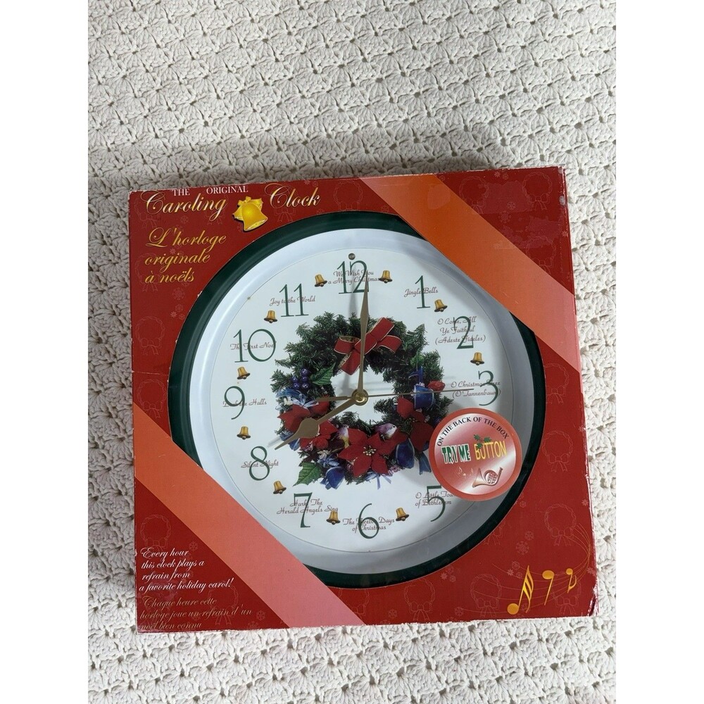 Skytimer The Original Caroling Clock Christmas Holiday Wall Clock Chimes Music